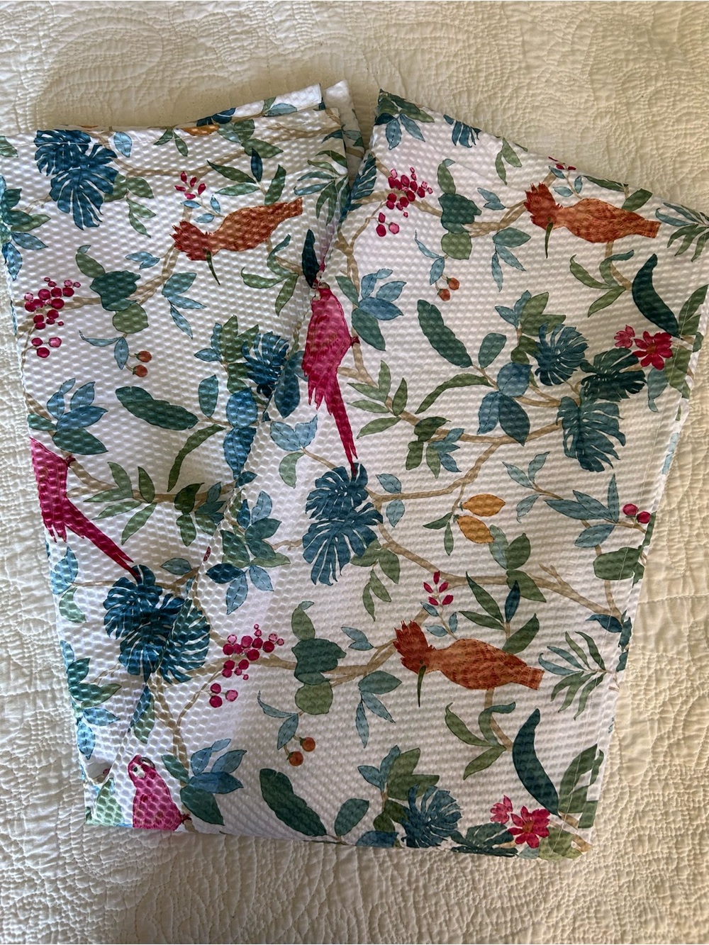NWOT! Tropical Bird Fabric Shower Curtain